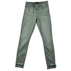 Lucky Brand Ava Women's Skinny Jeans Sz 4/27 Olive Green Frayed Ankle hem